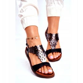 Women's Sandals Flat Sergio Leone Black SK035 silver 2
