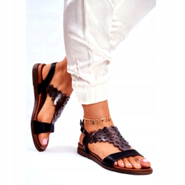 Women's Sandals Flat Sergio Leone Black SK035 silver 3