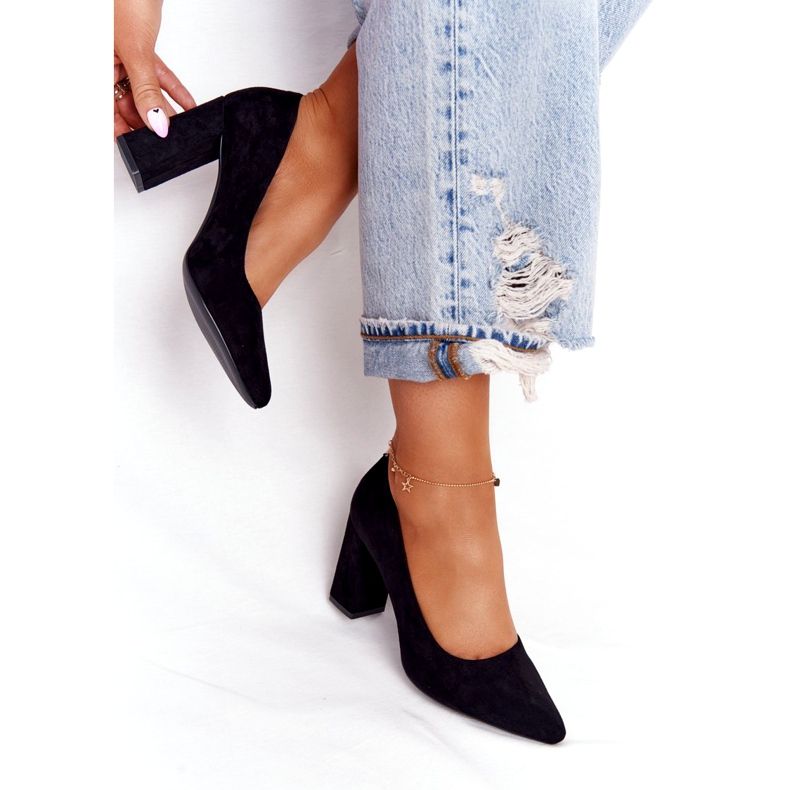 Suede Pumps On A Bar Sergio Leone PB216 Black 1