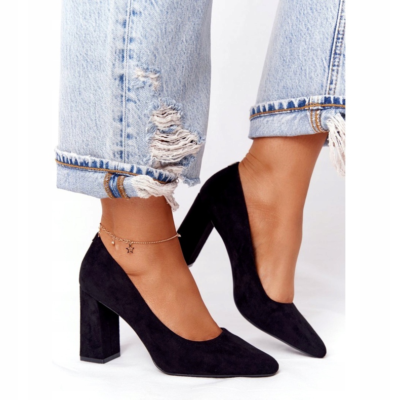 Suede Pumps On A Bar Sergio Leone PB216 Black 2