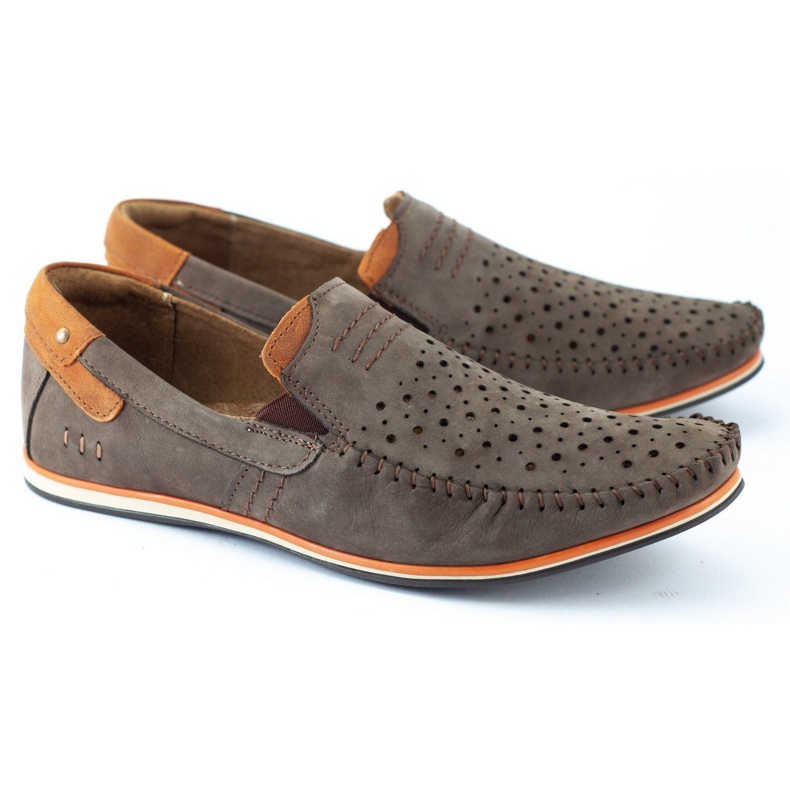 KOMODO Men's shoes moccasins 876 summer brown orange 2
