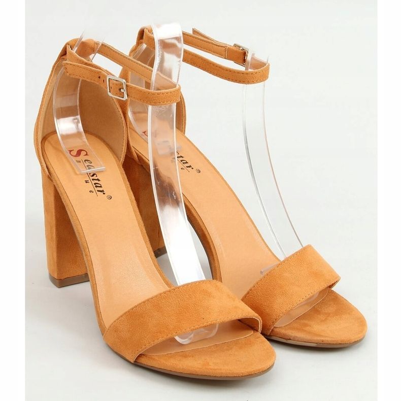 Sandals on the post camel AF03P Camel brown 1