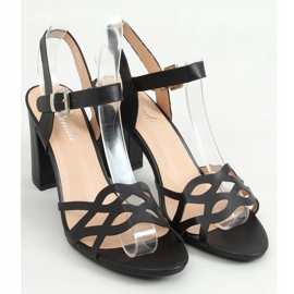 Black S-863 Black high-heeled sandals 1