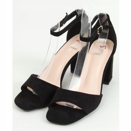 Sandals with square heels suede black TU173P Black 1