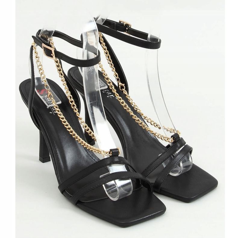 Sandals on a pin with a chain black NF-66P Black golden 1