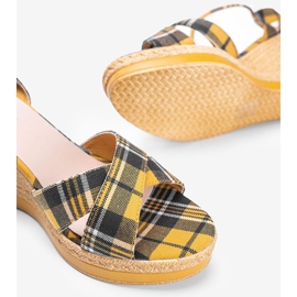 Mustard wedge sandals with a check pattern from You Bebe multicolored yellow 1