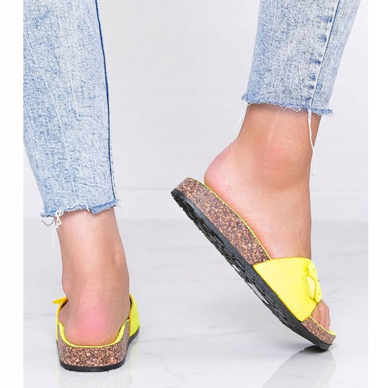 Yellow sandals on the cork sole 1