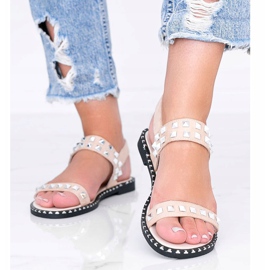 Beige sandals with Thelma studs 1