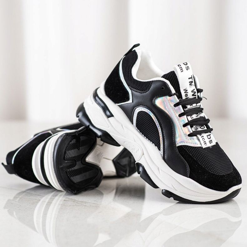 Sneakers on the FASHION platform black silver 1