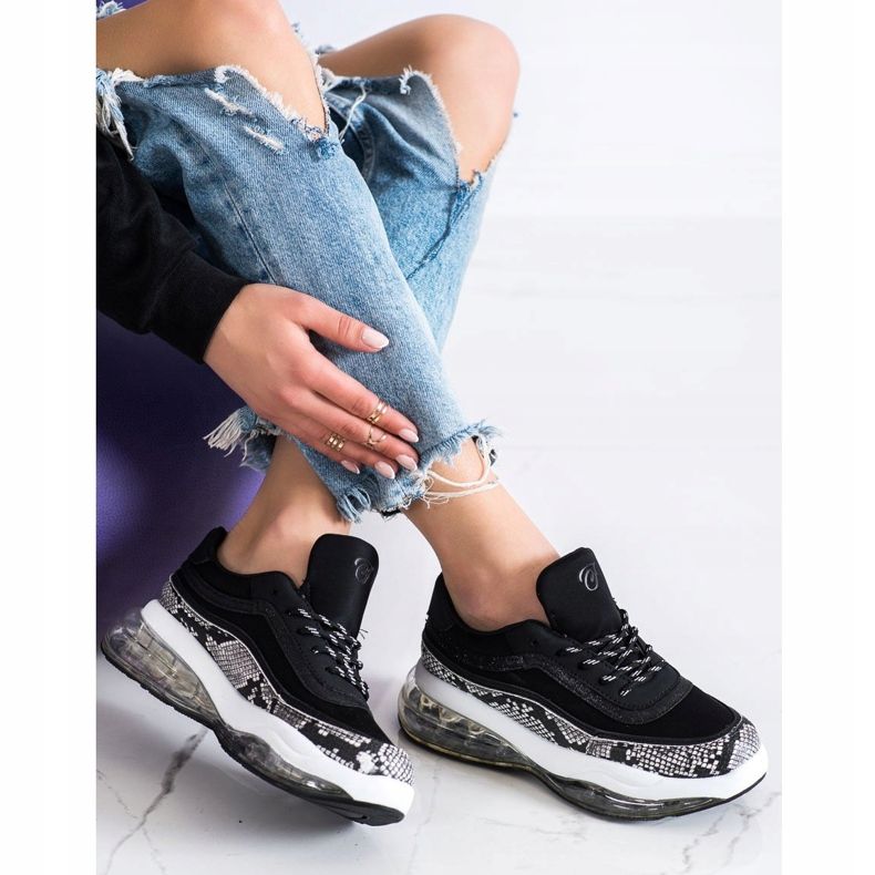 SHELOVET Sneakers On A Transparent Platform white black 1