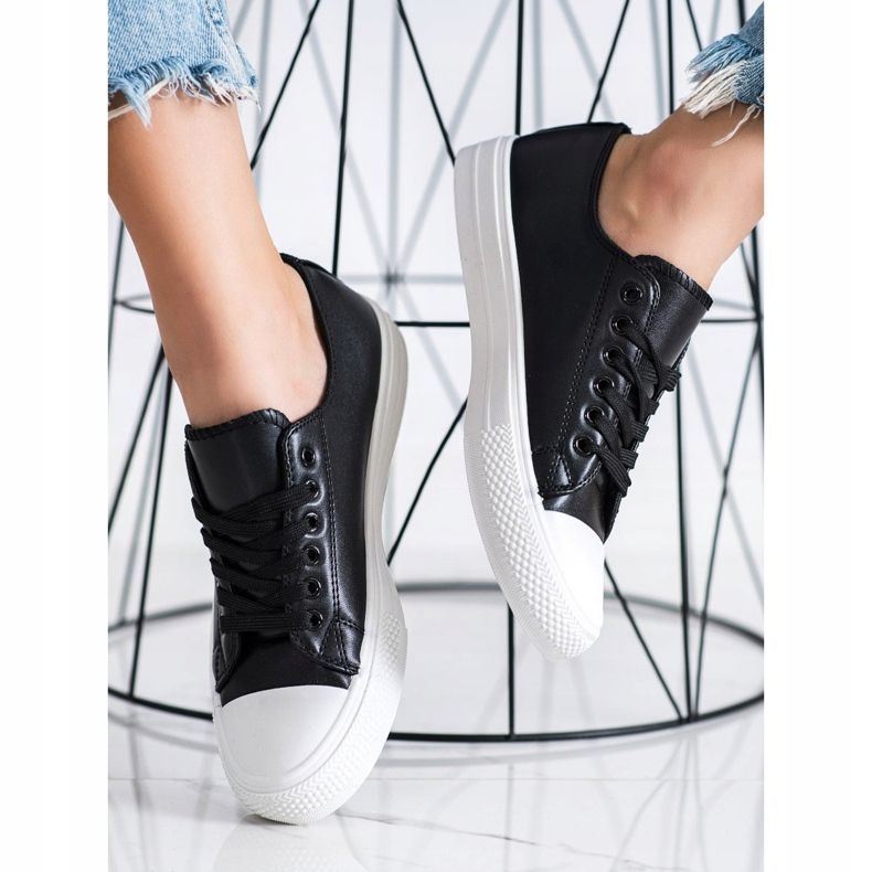 SHELOVET Black Sneakers With Eco Leather 2