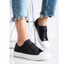 SHELOVET Black Sneakers With Eco Leather 1