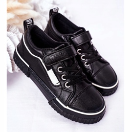 Children's Leather Sneakers With Velcro Big Star HH374029 Black 2