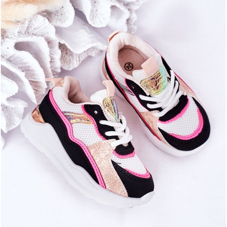 Children's Sport Shoes Sneakers Neon Pink Game Time white black 1