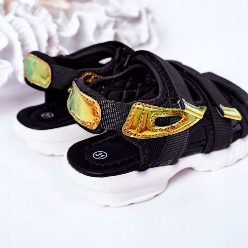 Children's sports sandals with Velcro Black Flyn 1