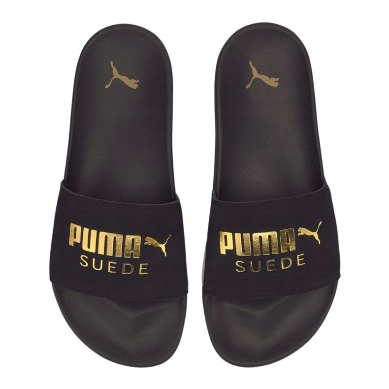 Puma Leadcat Ftr Suede Classic black slippers 372277 01 golden 1