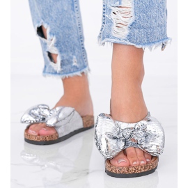 BM Silver slippers with a Norris bow 1