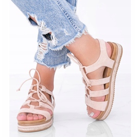 Layla lace-up sandals in beige 1