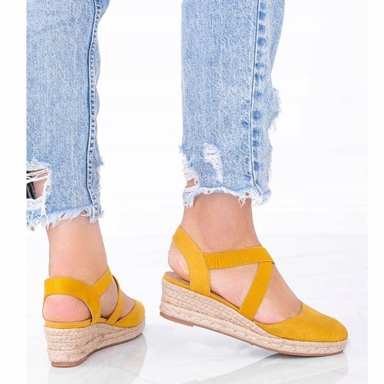 Mustard espadrilles on the wedge Monic yellow 1