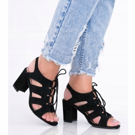 Black lace-up sandals on the Isabella post 1