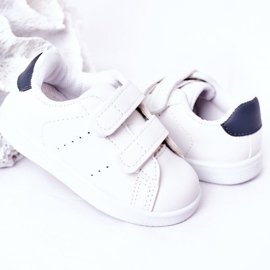 Children's white and navy blue California sneakers with Velcro 1