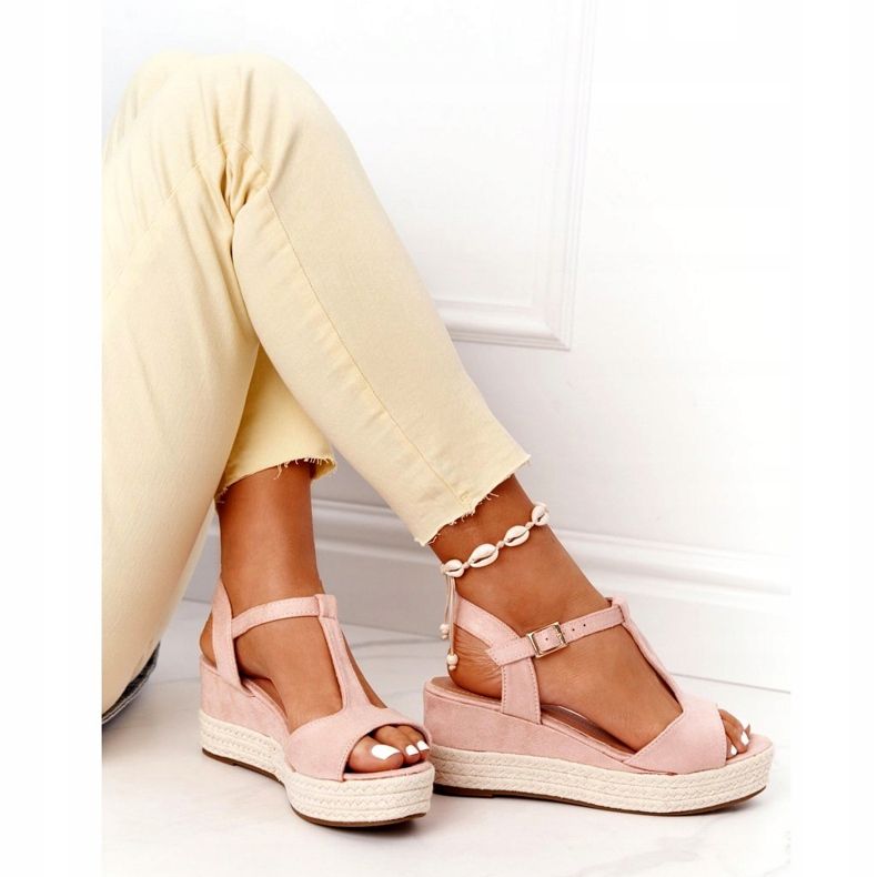 PG1 Pink Graciosa Wedge Sandals With Braids 5
