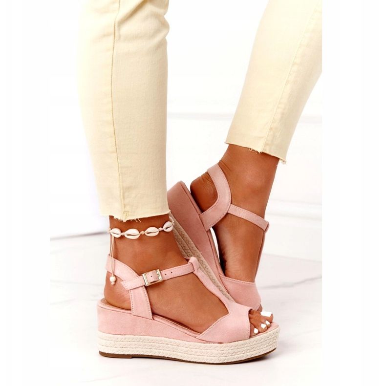 PG1 Pink Graciosa Wedge Sandals With Braids 4