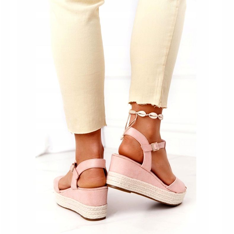 PG1 Pink Graciosa Wedge Sandals With Braids 3