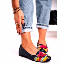 Maciejka Leather Ballerinas With Fringes Navy Blue 04016-17 multicolored 1