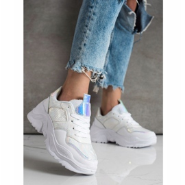 Weide Eco Leather Snake Print Sneakers white 2