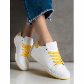 SHELOVET White Sneakers With Eco Leather yellow 2