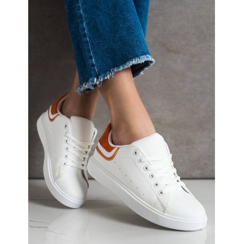 SHELOVET Sneakers With Orange Insert white 2