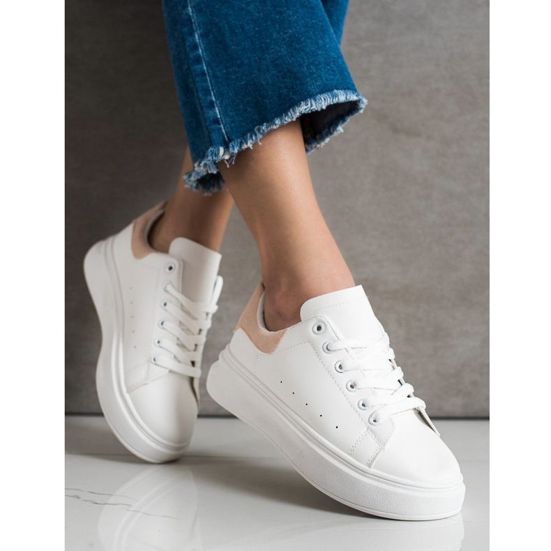 SHELOVET White Sneakers On The Platform 2