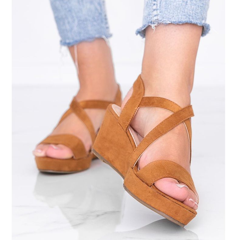 Camel Bianco wedge sandals brown 1