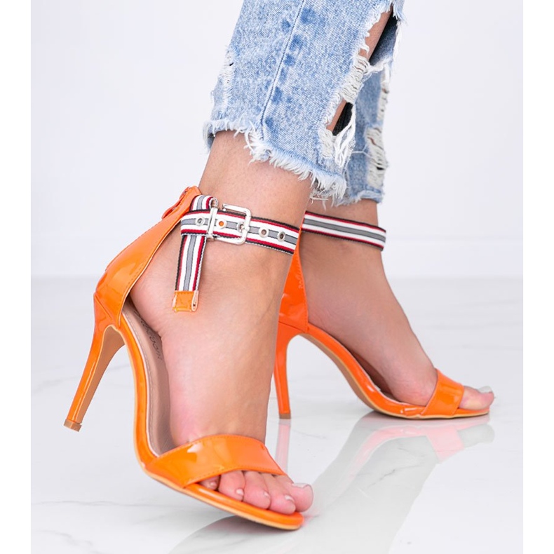 Orange high heel sandals from Michel 1
