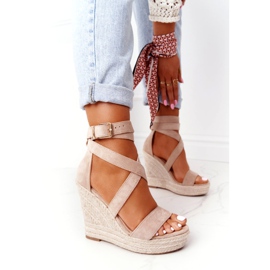 MSMG Beige Lanzarote Wedge Sandals With Braids 2