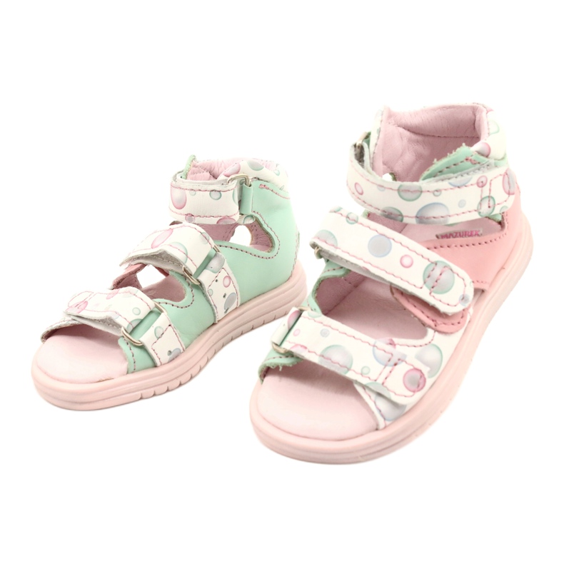 High prophylactic sandals Mazurek 1291 white pink green 1