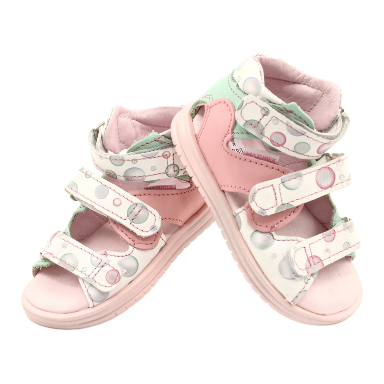 High prophylactic sandals Mazurek 1291 white pink green 2