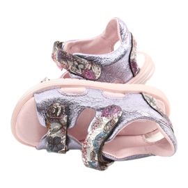 Girls' leather sandals Mazurek 1314 Amethyst Perła purple silver 3