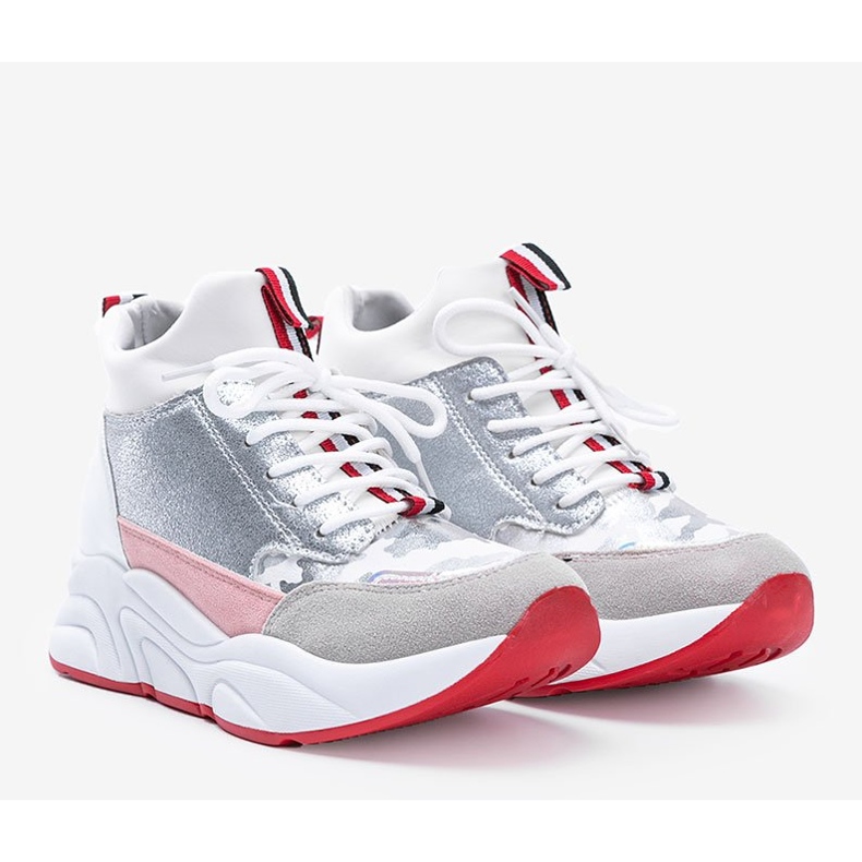 White sneakers on a thick Cassadi sole silver multicolored 1