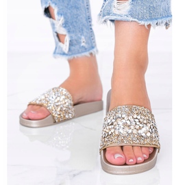 Bling Bling golden women's slippers 1