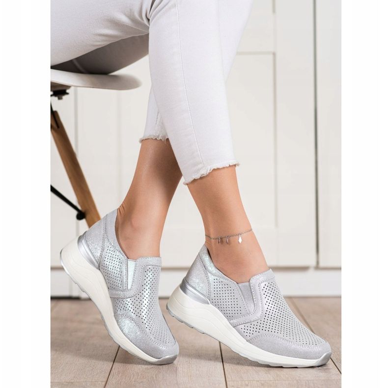 Goodin Leather Sneakers With Glitter grey 2