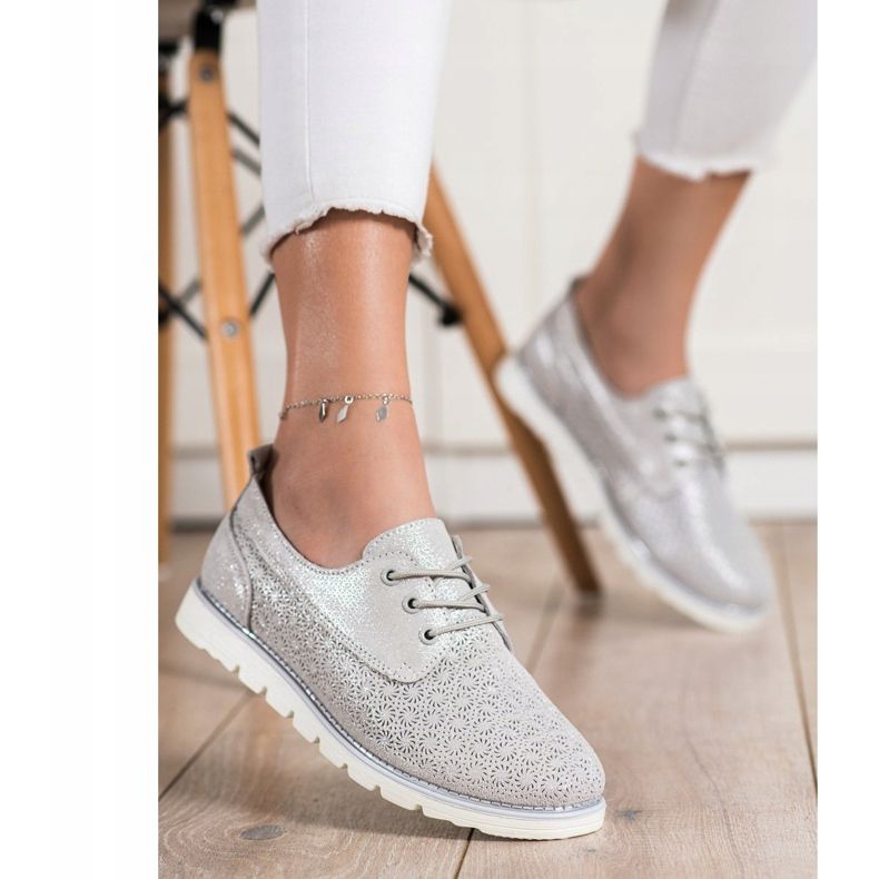 Goodin Leather Openwork Shoes multicolored golden 1