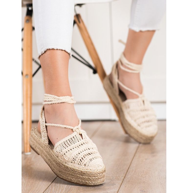 Small Swan Tied Espadrilles Sandals beige 1