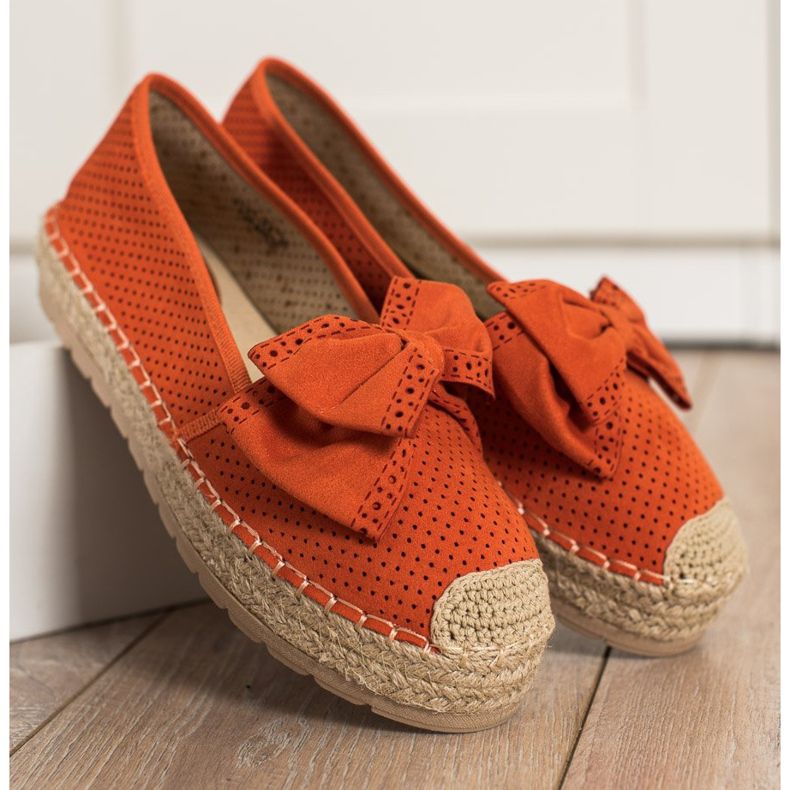 Mannika Openwork Espadrilles With A Bow orange 2