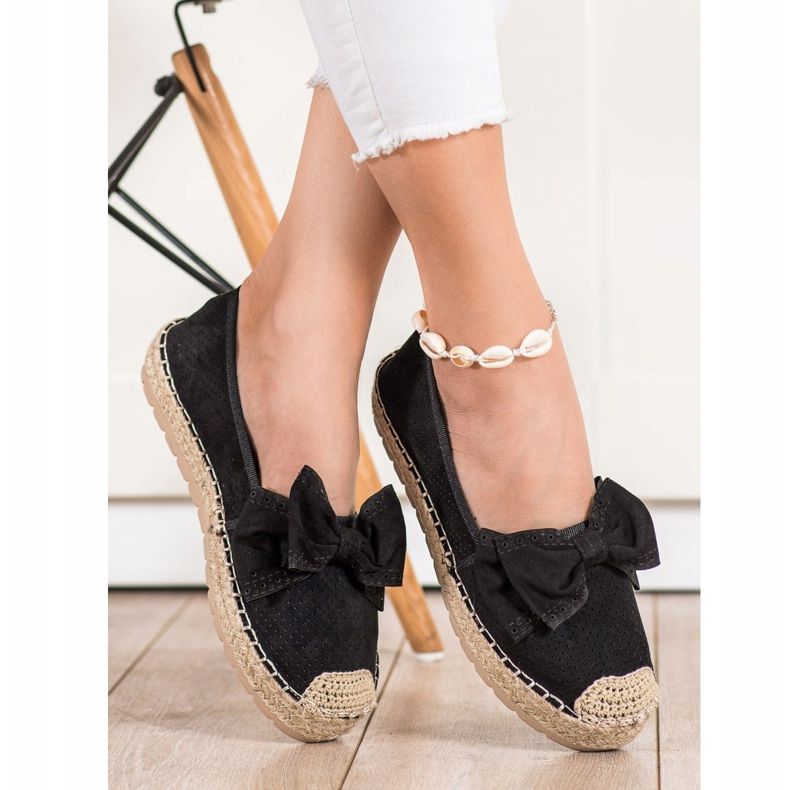 Mannika Openwork Espadrilles With A Bow black 1