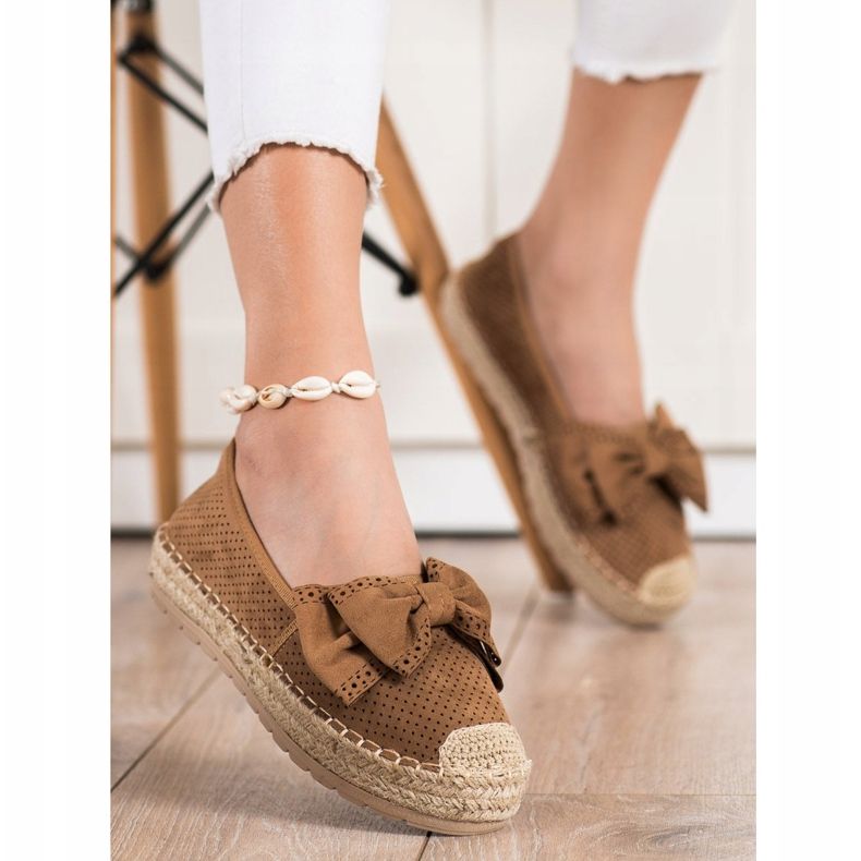 Mannika Openwork Espadrilles With A Bow brown 1