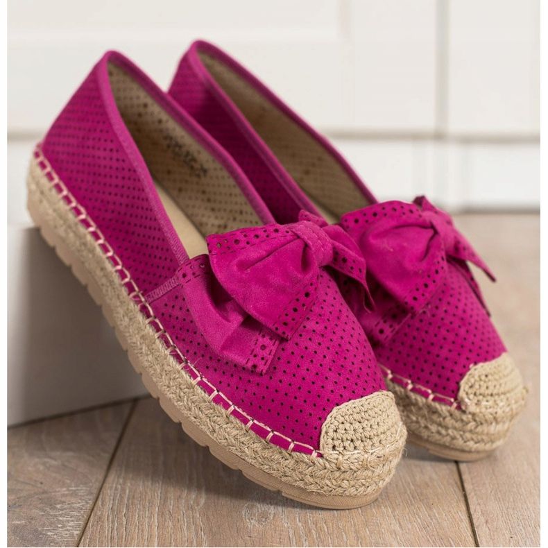 Mannika Openwork Espadrilles With A Bow pink 1