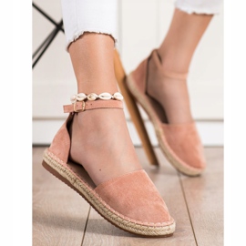 Small Swan Comfortable Suede Espadrilles pink 1