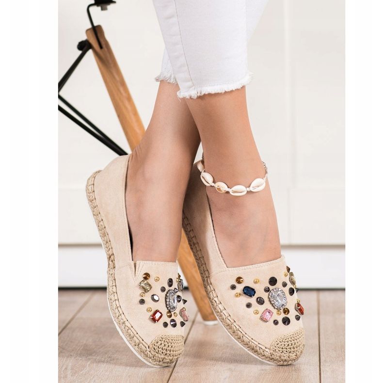 Gogo Espadrilles With Crystals beige 1